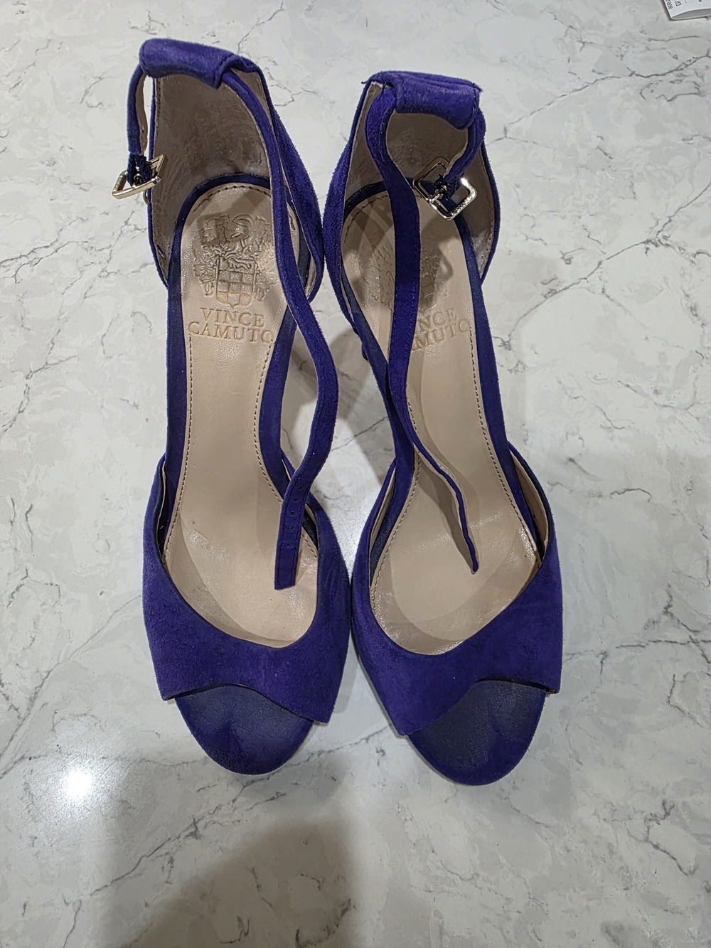 Vince Camuto Purple Suede Ankle-Strap Sandals
